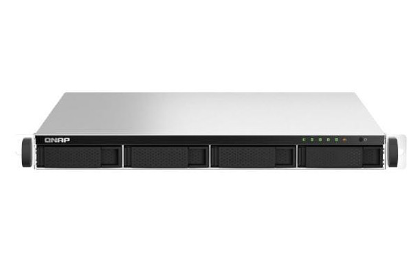 QNAP 1U 4-Bay rackmount NAS, Intel Celeron N5105N5095 quad-core, 8GB RAM onboard (not expandable), 4 x 3.52.5 SATA 6Gbs drive bays