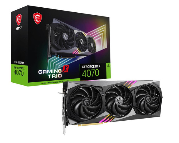  MSI nVidia GeForce RTX 4070 GAMING X TRIO 12G Video Card TBD MHz Boost Clock, 12GB GDDR6X,DisplayPort x 3 (v1.4a),HDMI x 1 