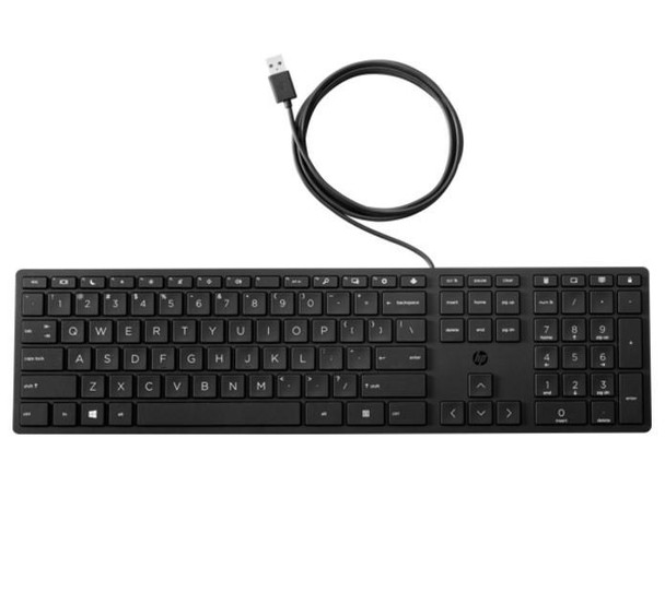  HP Wired 320K Full-Sized Keyboard - Compatible with Windows 10, Desktop PC, Laptop, Notebook USB Plug and Play Connectivity, Easy Cleaning 1YR WTY 