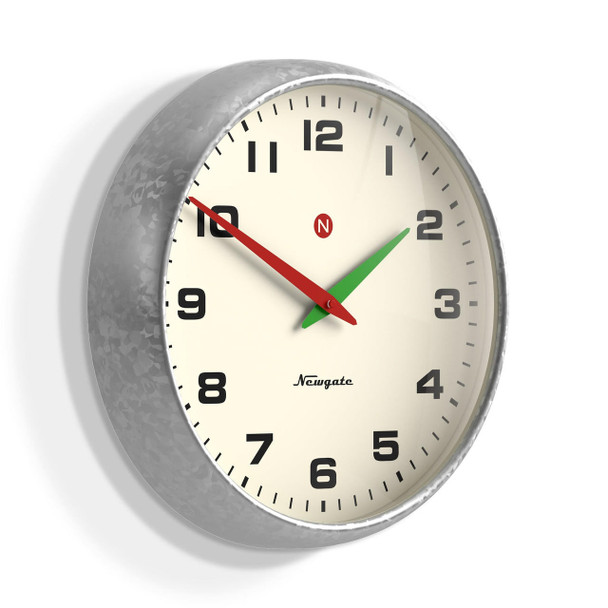  Newgate Superstore Wall Clock Alpha Dial Galvanised 