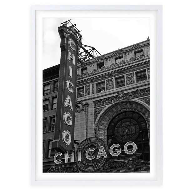  Wall Art's Chicago Theatre Large 105cm x 81cm Framed A1 Art Print 