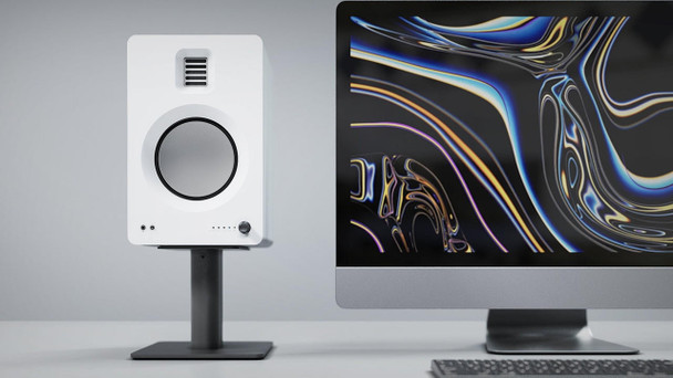  Kanto TUK 260W Powered Bookshelf Speakers with Headphone Out, USB Input, Dedicated Phono Pre-amp, Bluetooth - Pair, Matte White 