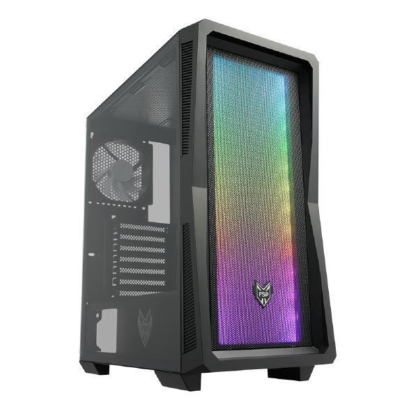  FSP CMT212B ATX Mid Tower PC Case ARGB Light Bar, Tempered Glass 