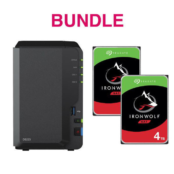 SYNOLOGY Synology Bundle - Included 1 x Synology DS223 + 2 x Seagate 4TB Ironwolf Drives ST4000VN006