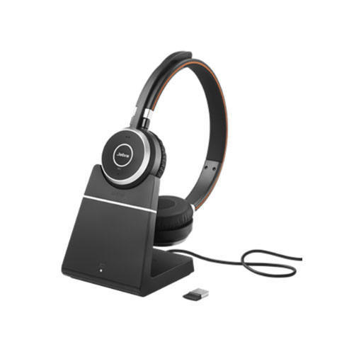 JABRA Evolve 65 SE MS Stereo Bluetooth Business Headset, Includes Charging Stand & Link380a Dongle,Long Wireless Range,