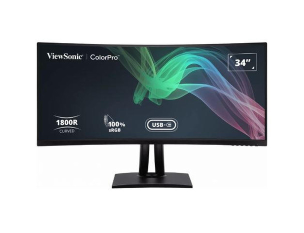 VIEWSONIC 34' ColorPro¢ 21:9 Curved UWQHD 3440 x 1440, 90W USB-C, 100% sRGB, Delta E < 2 color Accuracy, Pre-calibrated Professional Designer Monitor