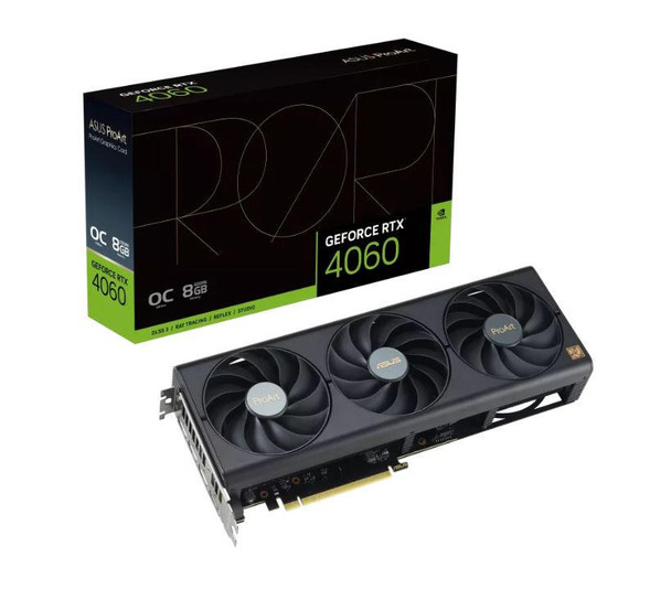 ASUS nVidia GeForce PROART-RTX4060-O8G RTX4060 OC edition 8GB GDDR6, 2550Mhz Boost Clock, HDMIx1, DPx 3