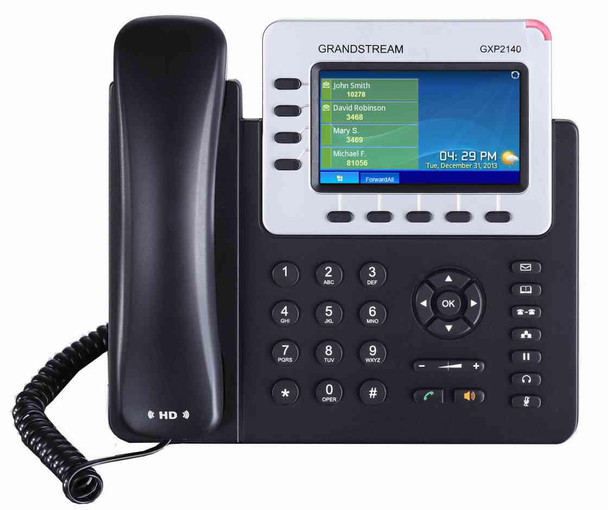  GRANDSTREAM GXP2140 4 Line IP Phone, 4 SIP Accounts, 480x272 Colour LCD Screen, HD Audio, Built-In Bluetooth, Powerable Via POE 