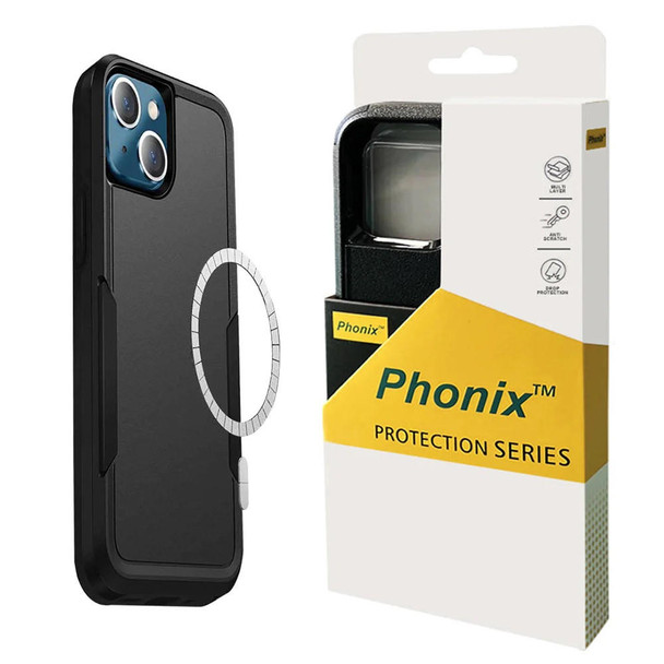  PHONIX Apple iPhone 15 Pro Max (6.7') Armor Rugged Case With Magenta Safe Black 