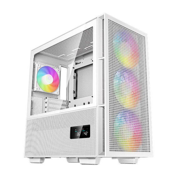 DEEPCOOL CH560 DIGITAL White High Airflow Mid-Tower Case, Mini-ITX/ Micro-ATX/ ATX/ E-ATX, Magenta netic Hybrid Mesh,Tempered Glass, 3 Pre-Installed 140mm