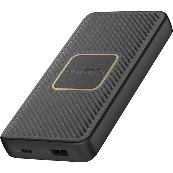 OTTERBOX Fast Charge Wireless Power Bank 10K mAh - Black (78-80639), Dual Ports (USB-C 18W & USB-A 18W), 10W QI Wireless, 15cm USB-C Cable, Sleek