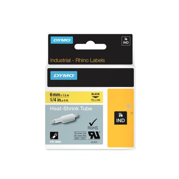 Dymo DYMO Rhino H/S Label  6mm Yellow ow w 