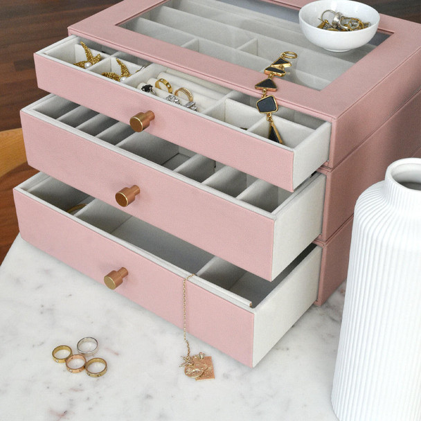  Cassandra's Large 3 Layer Jewellery Box - The Lila Collection - Taupe 