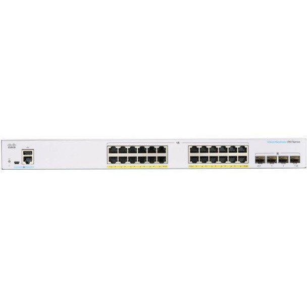 CISCO Cisco Business 350, 24-Port Gigabit Managed Switch with 24 PoE RJ45 and 4 SFP Ports, 370W