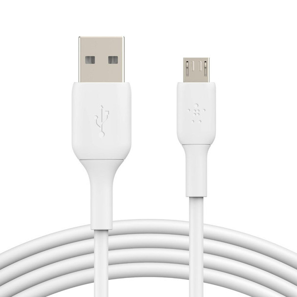 BELKIN BoostCharge Micro-USB to USB-A Cable (1m/3.3ft) - White (CAB005bt1MWH), 7.5W, 480Mbps, 8,000+ bends tested, USB-IF Certified 