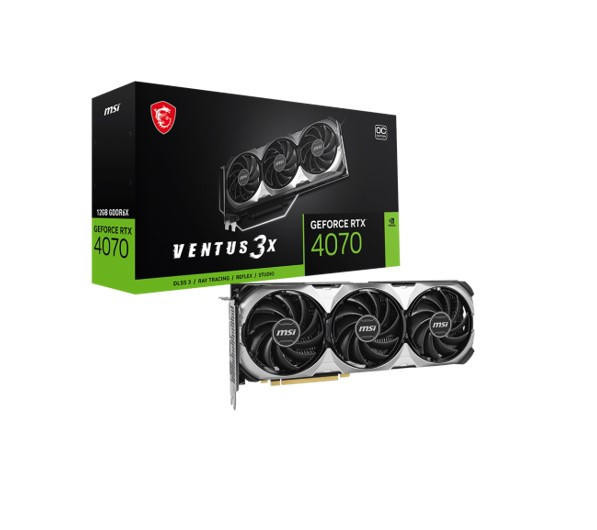 MSI nVidia GeForce RTX 4070 VENTUS 3X E 12G OC Video Card 2505 MHz Boost Clock, 12GB GDDR6X,DisplayPort x 3 (v1.4a),HDMI x 1