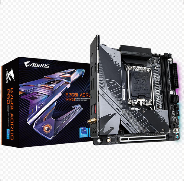 GIGABYTE B760I AORUS PRO 1.1 Intel LGA 1700 m-ITX Motherboard, 2x DDR5 ~96GB, 1x PCI-E x16, 2x M.2, 4x SATA, 5x USB 3.2, 2x USB 2.0, 1x Type-C 