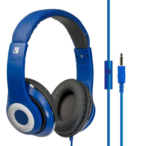 Verbatim VERBATIM Over-Ear Stereo Headset - Red Headphones - Ideal for Office, Education, Business, SME (BLUE) 