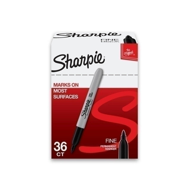  SHARPIE  Permanent Marker Fine Black Box of 36 