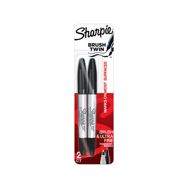  SHARPIE  Permanent Marker Brush Twin  Pack of 2  Box of 6 