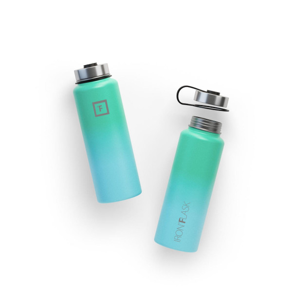  Iron Flask Wide Mouth Bottle with Spout Lid, Sky - 40oz/1200ml 