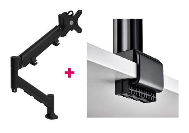 ATDEC Atdec AWMS-HXB Heavy Duty 597mm Dynamic Monitor Arm / 6-16kg (13-35lb) Flat Screen, 6-12kg (13-26.5lb) Curved Screen + C Clamp Desk Fixing, Black