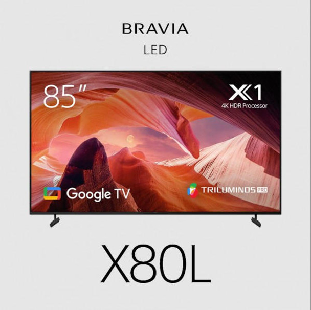 SONY Sony Bravia X80L TV 85" Entry 4K (3840 x 2160), 17/7, 450-cd/m2, HDR10, HLG, Dolby Vision, Motionflow XR, TRILUMINOS PRO, Android TV, Google TV 