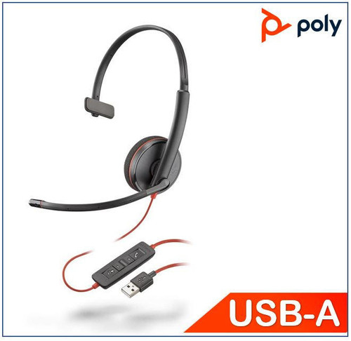 Poly Sound Guard POLY-P Blackwire 3210 Headset, USB-A corded, Monaural, Noise canceling ...
