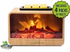 Electric Wax Melt Warmer w/ Active Fireplace Glow Lighting and 4-Mode Timer -- Wood Grain Finish -- w/ 4 Scented Wax Packs