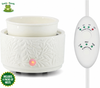 White Ornate Round Ceramic Tray Wax Melt Warmer with Timer & 4 Scented Wax Packs