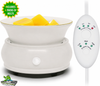 White Round Ceramic Tray Wax Melt Warmer with Timer & 4 Scented Wax Packs