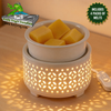 7-Color Round Ceramic Wax Melt Warmer in White & 4 Scented Wax Packs