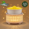 7-Color Round Ceramic Wax Melt Warmer in White & 4 Scented Wax Packs