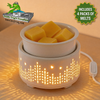 7-Color Round Ceramic Wax Melt Warmer in White & 4 Scented Wax Packs