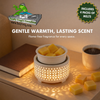7-Color Round Ceramic Wax Melt Warmer in White & 4 Scented Wax Packs