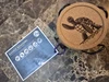 Kandle Koasters (Sea Turtles) -  (6) Premium Cork w/ a Lip for Added Protection in a Black Iron Rack