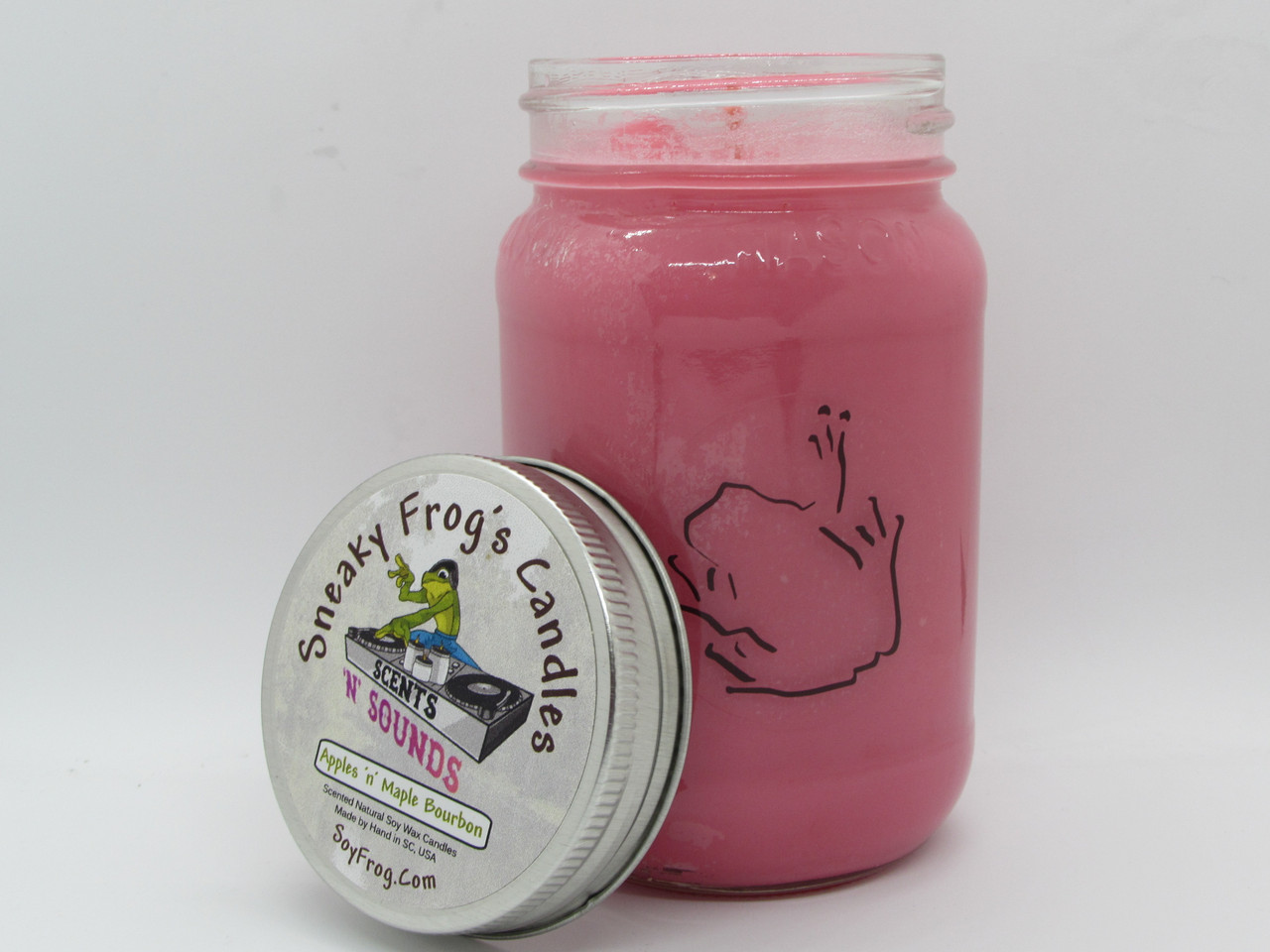 Apples 'n' Maple Bourbon - Scented Natural Soy Wax Candle - 16 Oz Mason Jar