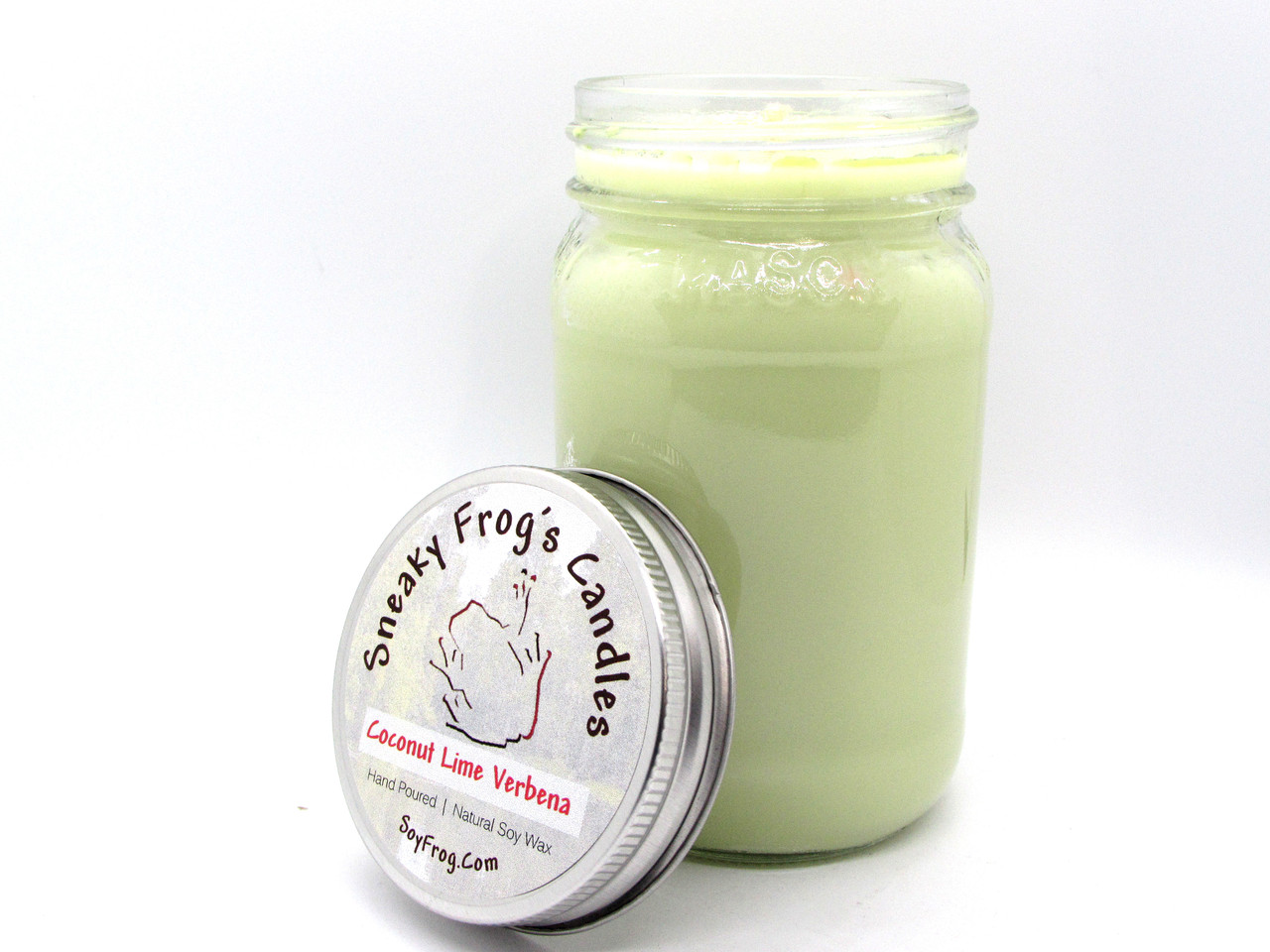 Coconut Lime Verbena - Scented Natural Soy Wax Candle - 16 Oz Mason Jar