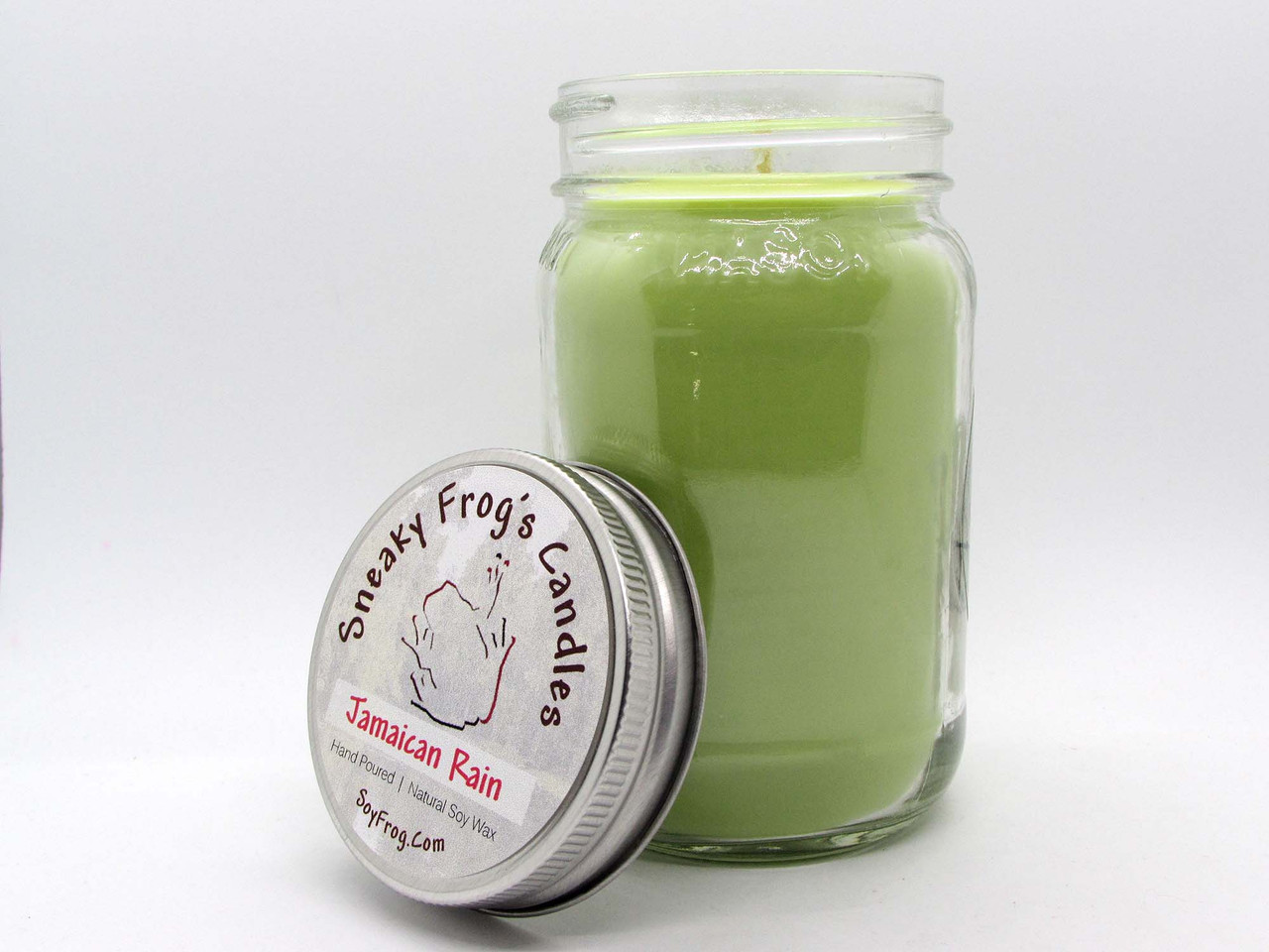 Jamaican Rain Scented Natural Soy Wax Candles -- 16 Ounce Mason Jar