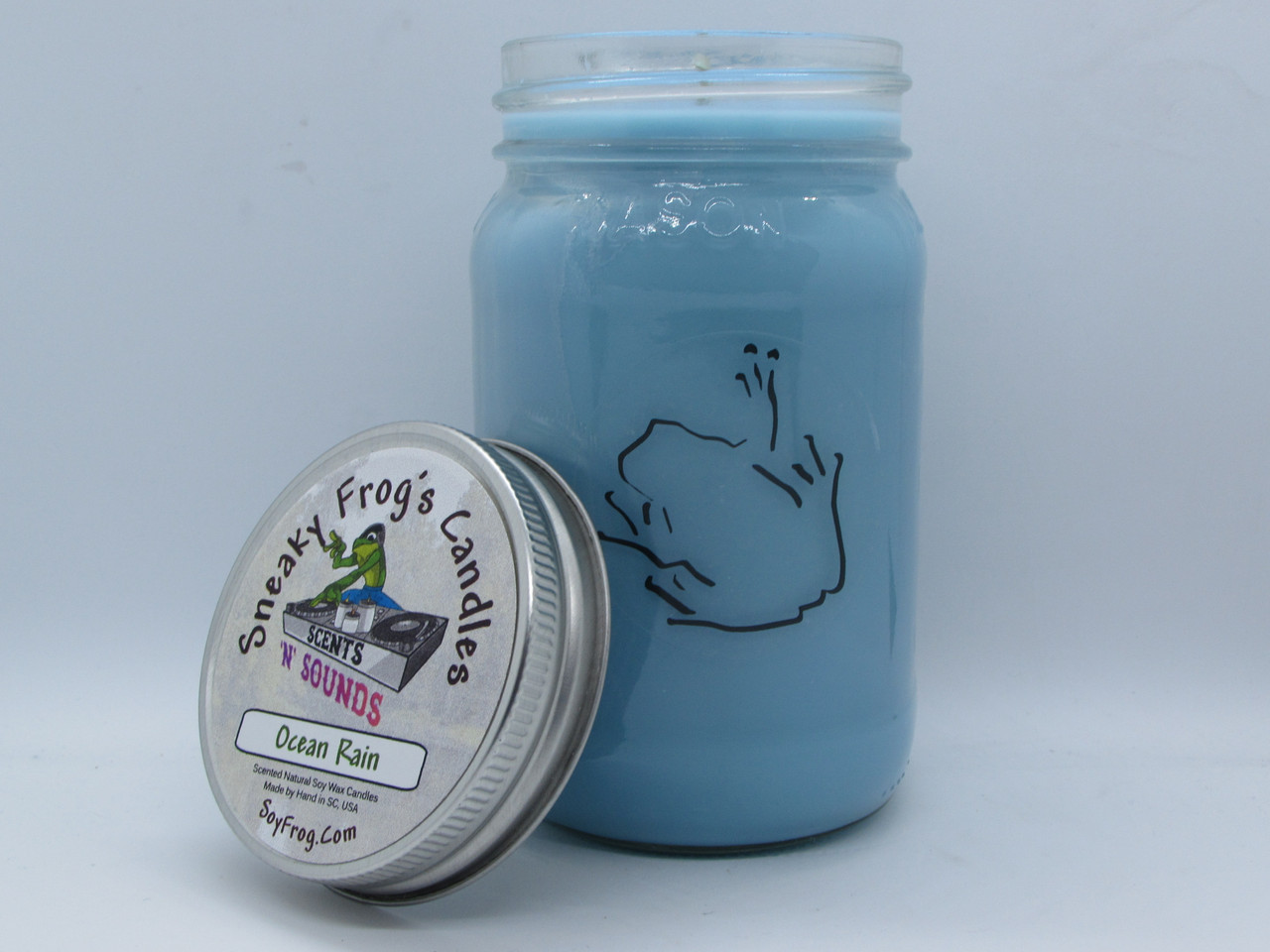 Ocean Rain - Scented Natural Soy Wax Candle - 16 Oz Mason Jar