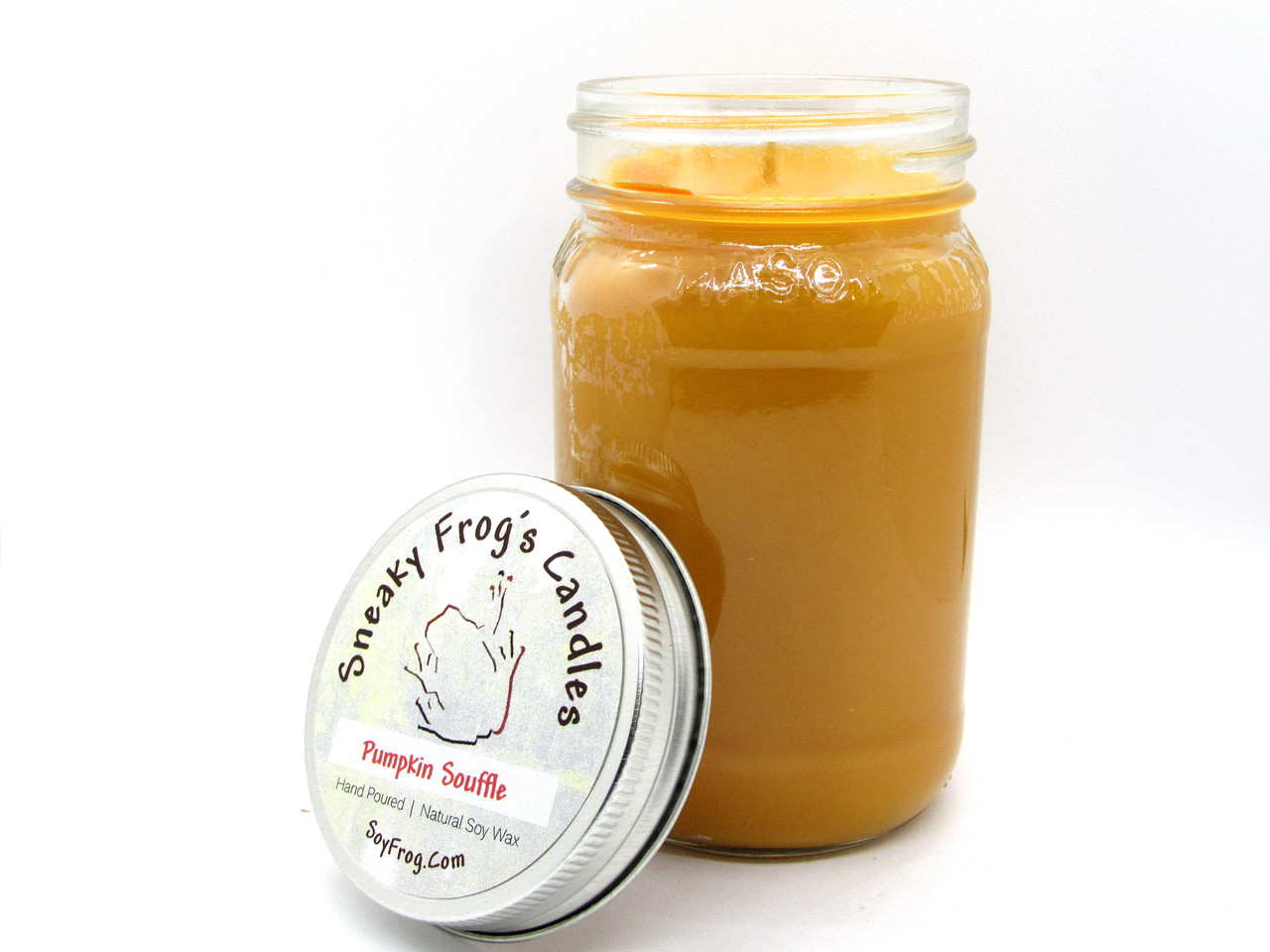 Pumpkin Souffle - Scented Natural Soy Wax Candle - 16 Oz Mason Jar