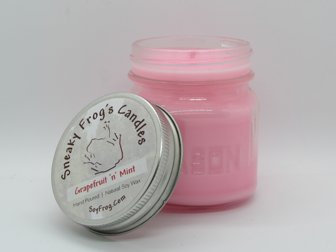 Grapefruit 'n' Mint - Scented Natural Soy Wax Candle - 8 Oz Mason Jar