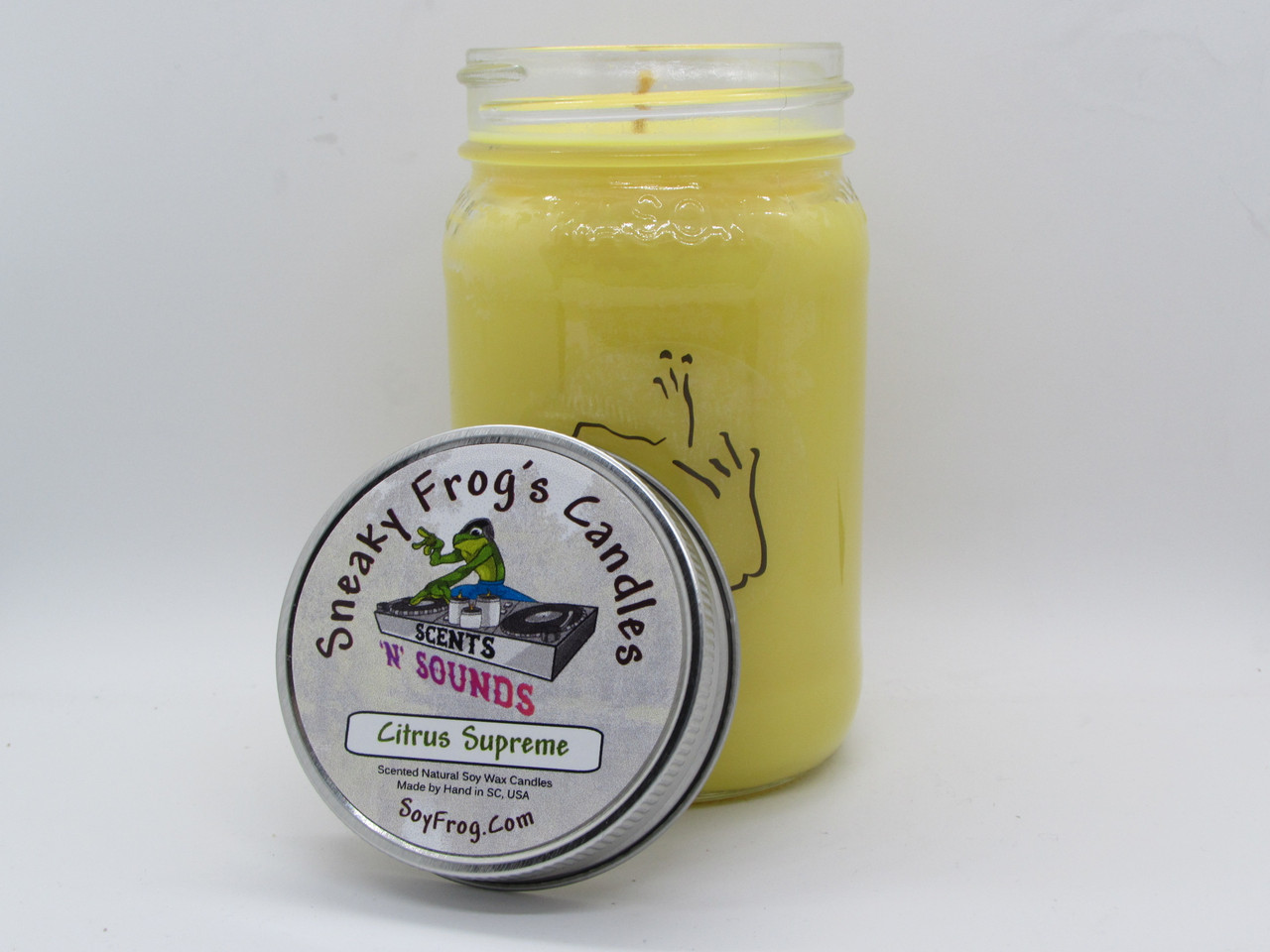 Citrus Supreme - 16 Ounce Mason Jar - Sneaky Frog's  Candles