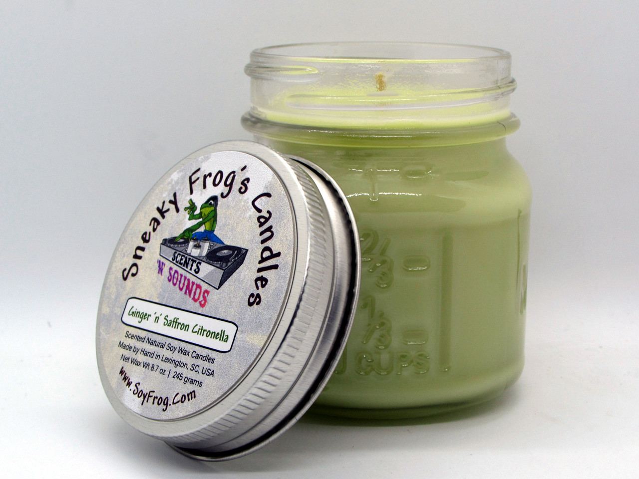 Pear, Thyme & Citronella - Scented Natural Soy Wax Candle - 8 Oz Mason Jar