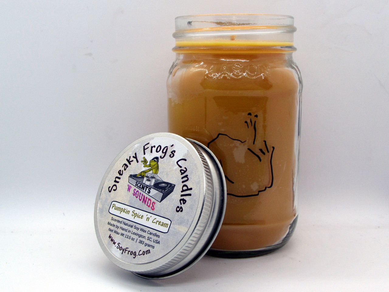 Pumpkin Spice & Cream - Scented Natural Soy Wax Candle - 16 Oz Mason Jar