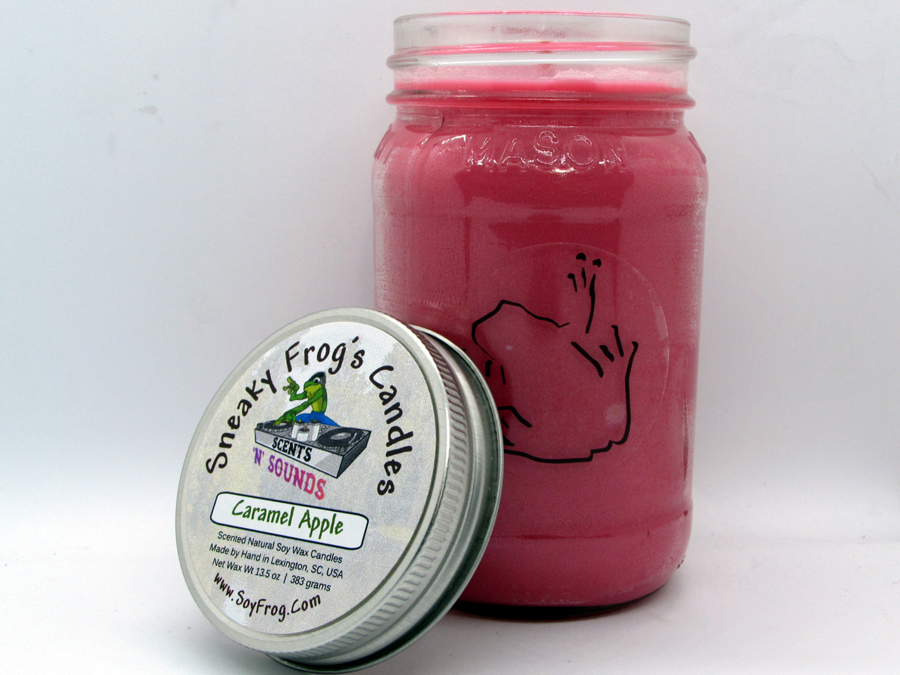 Caramel Apple - Scented Natural Soy Wax Candle - 16 Oz Mason Jar