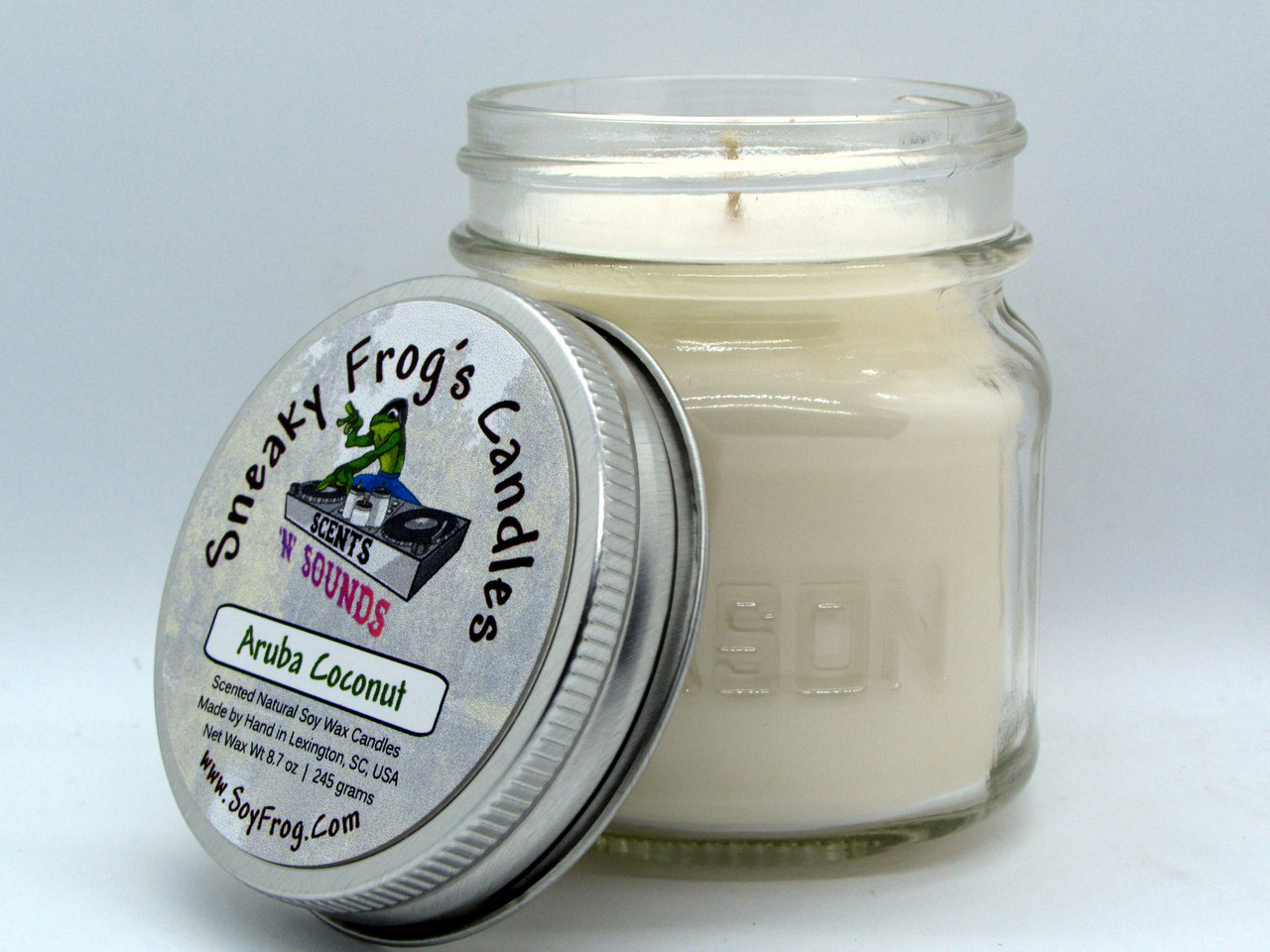 Aruba Coconut - Scented Natural Soy Wax Candle - 8 Oz Mason Jar