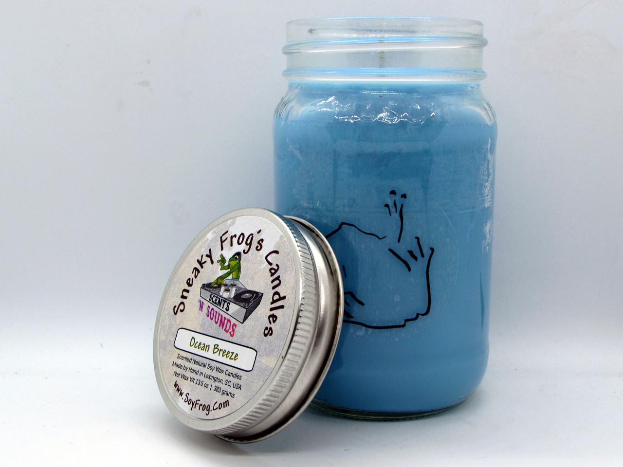 Ocean Breeze - Scented Natural Soy Wax Candle - 16 Oz Mason Jar