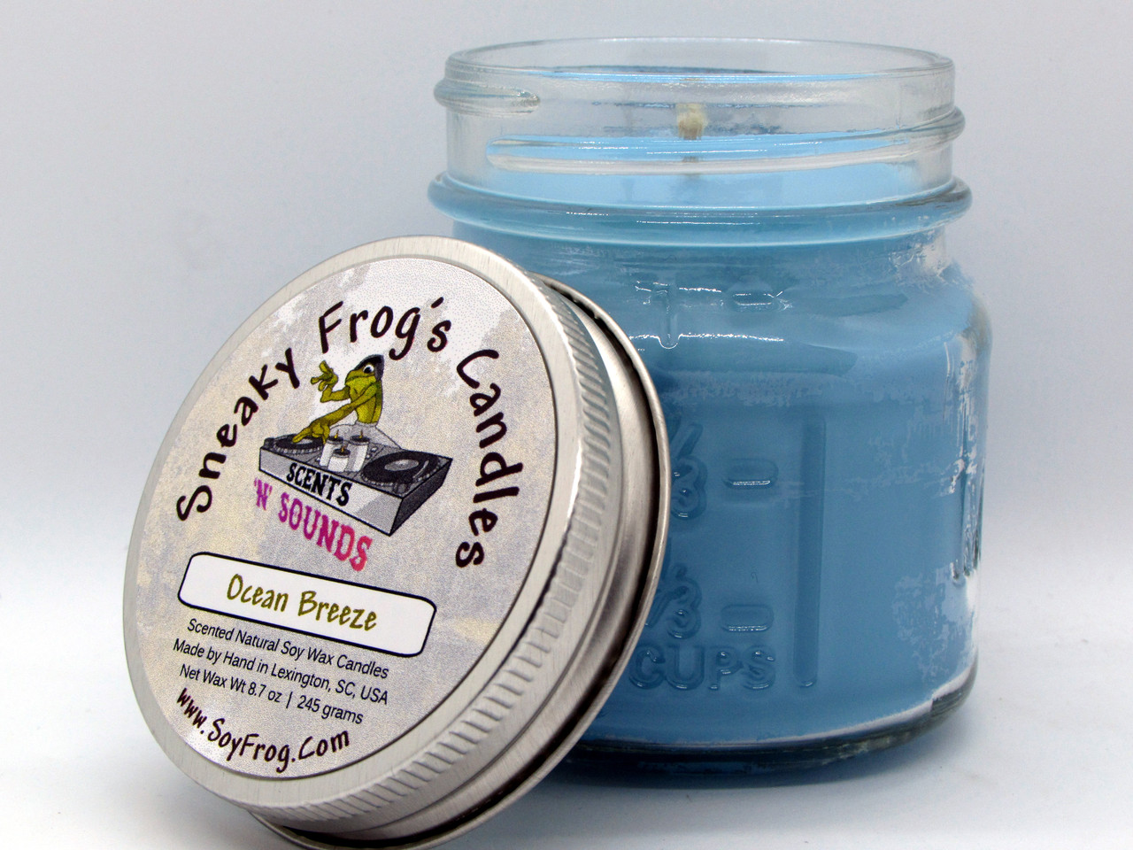 Ocean Breeze - Scented Natural Soy Wax Candle - 8 Oz Mason Jar Ocean Breeze - Scented Natural Soy Wax Candle - 8 Oz Mason Jar