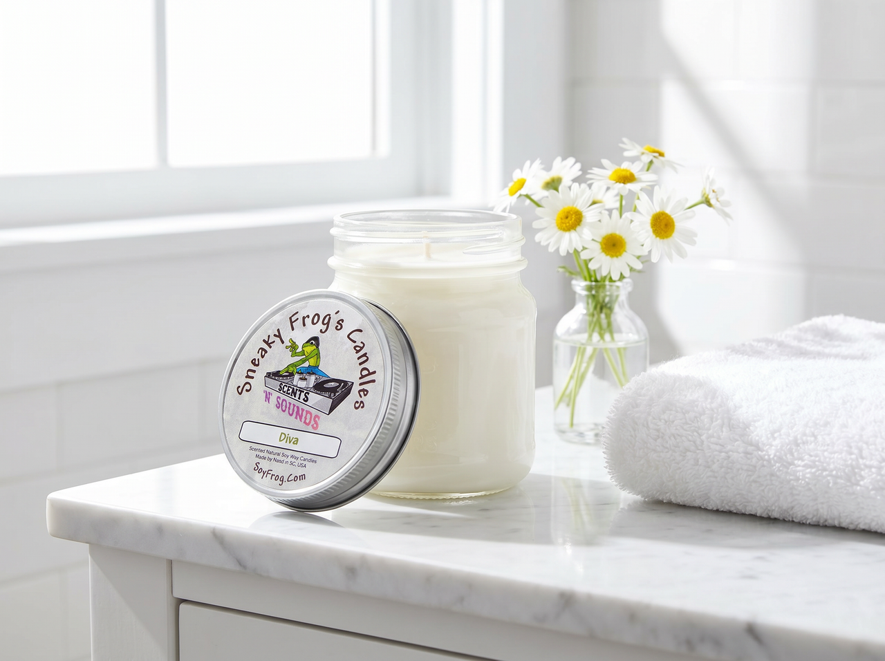 Diva - Scented Natural Soy Wax Candle - 8 Oz Mason Jar